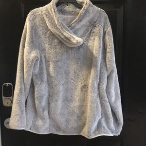 Grey and black blend furry pullover. Warm and cozy!  Size XXL